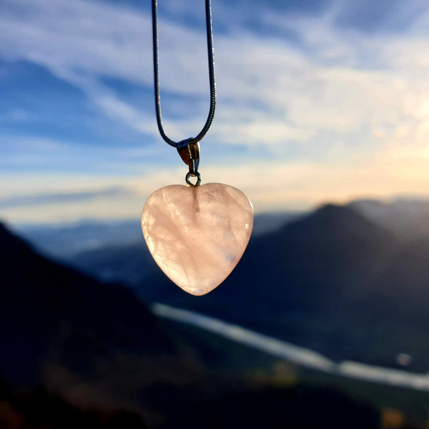 Halskette mit Herz-Anhänger aus Quarzglas - Schmuck