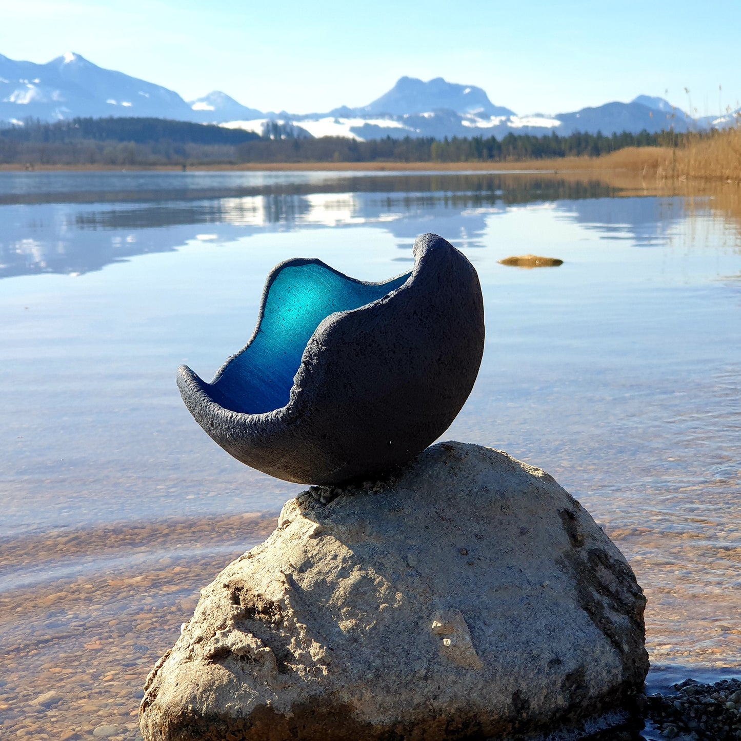 Lichtschale grün - Beton schwarz - grau