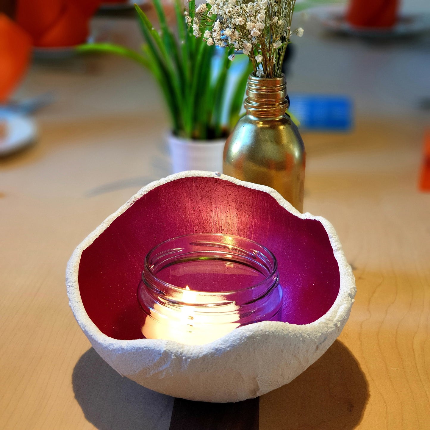 Lichtschale magenta - Beton weiß