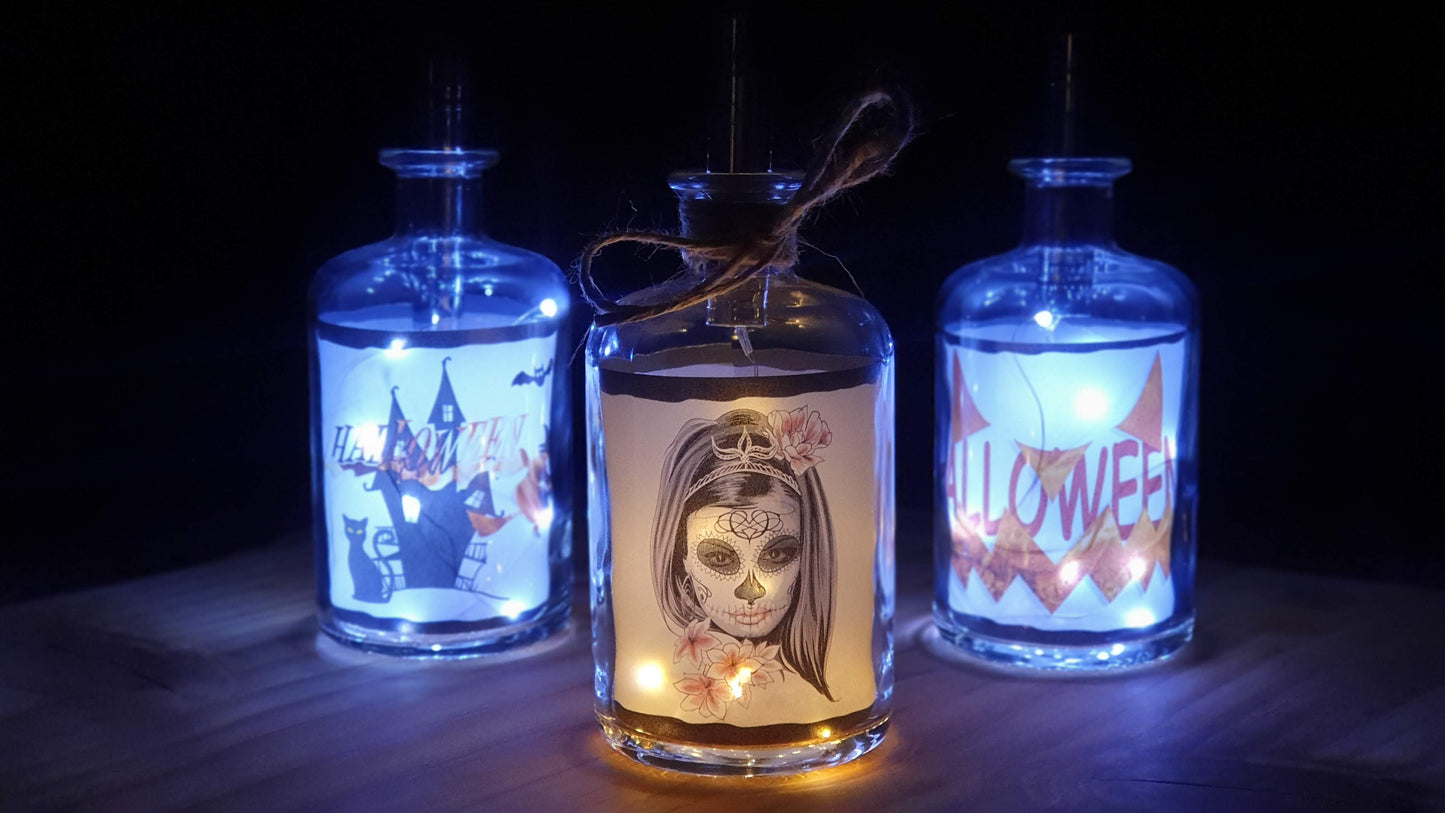 Stoamandal Flaschenlicht - Halloween Zombie - LED Flaschenpost beleuchtet