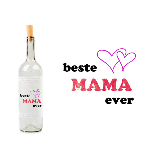 Stoamandal Flaschenlicht - beste Mama - LED Lichterkette in einer Glasflasche