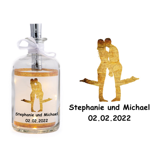 Stoamandal Flaschenpost - Hochzeit Ehepaar - personalisiert - LED Flaschenpost beleuchtet
