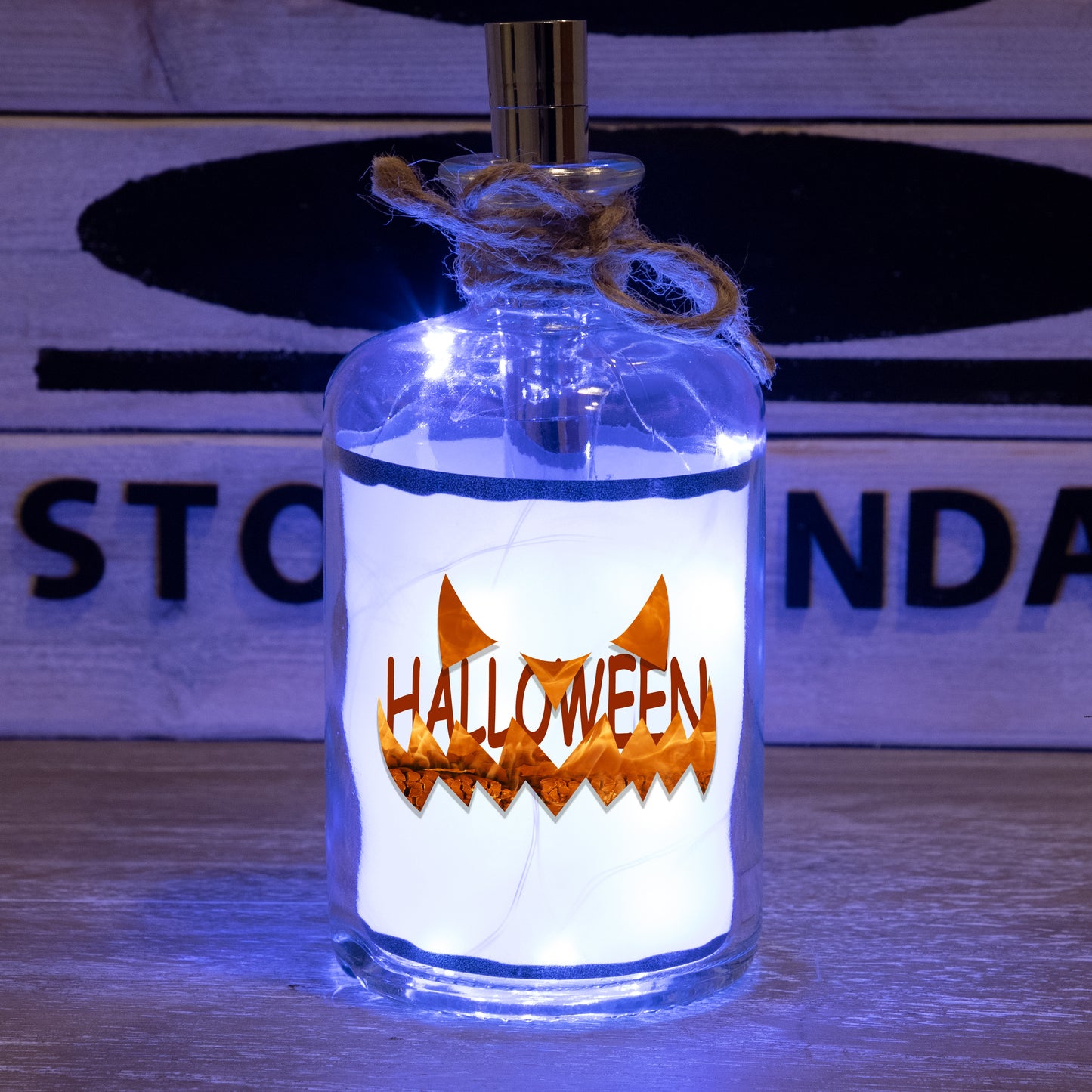 Stoamandal Flaschenlicht - Halloween - LED Flaschenpost beleuchtet