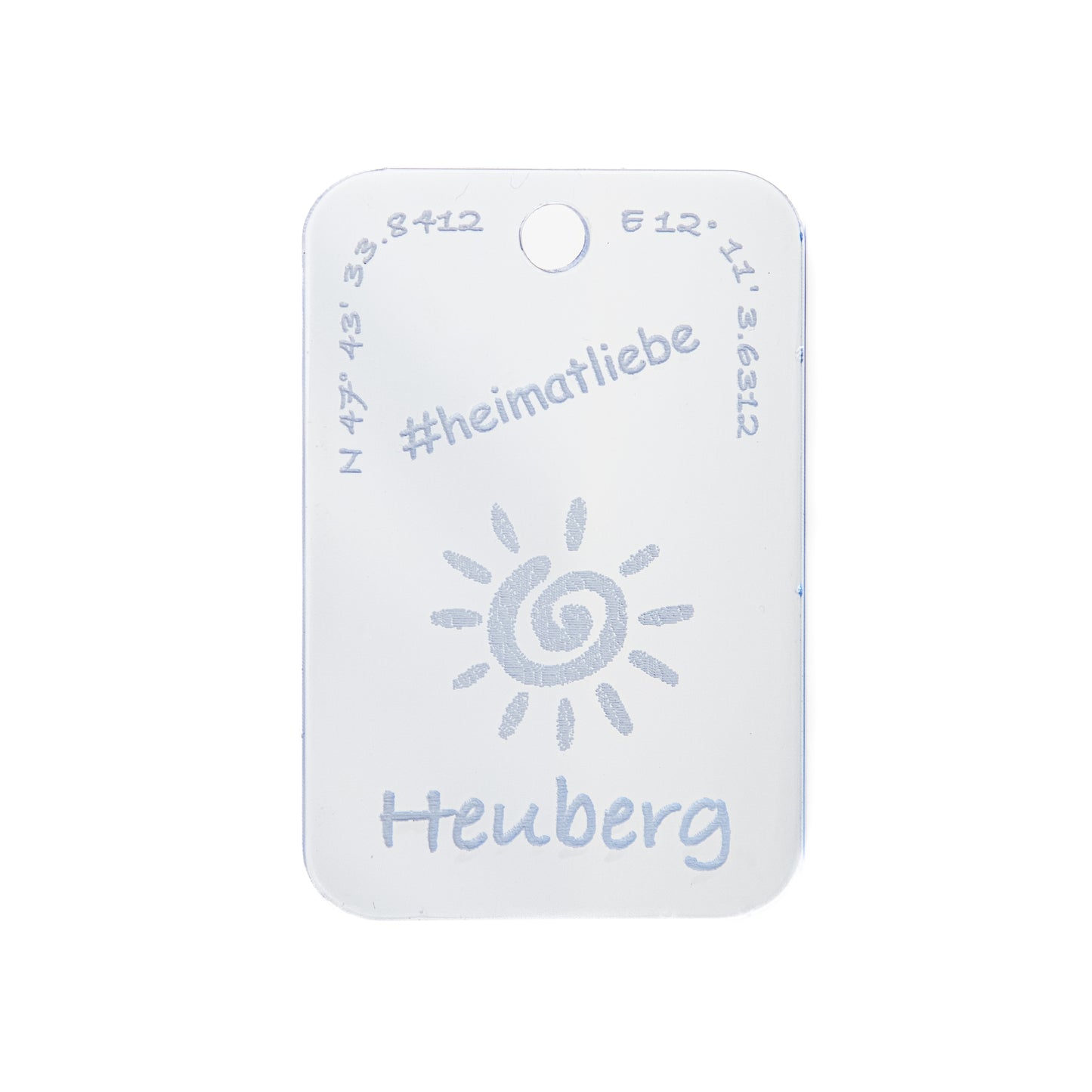 Schlüsselanhänger - #heimatliebe - Acrylglas blau fluoreszierend - personalisiert