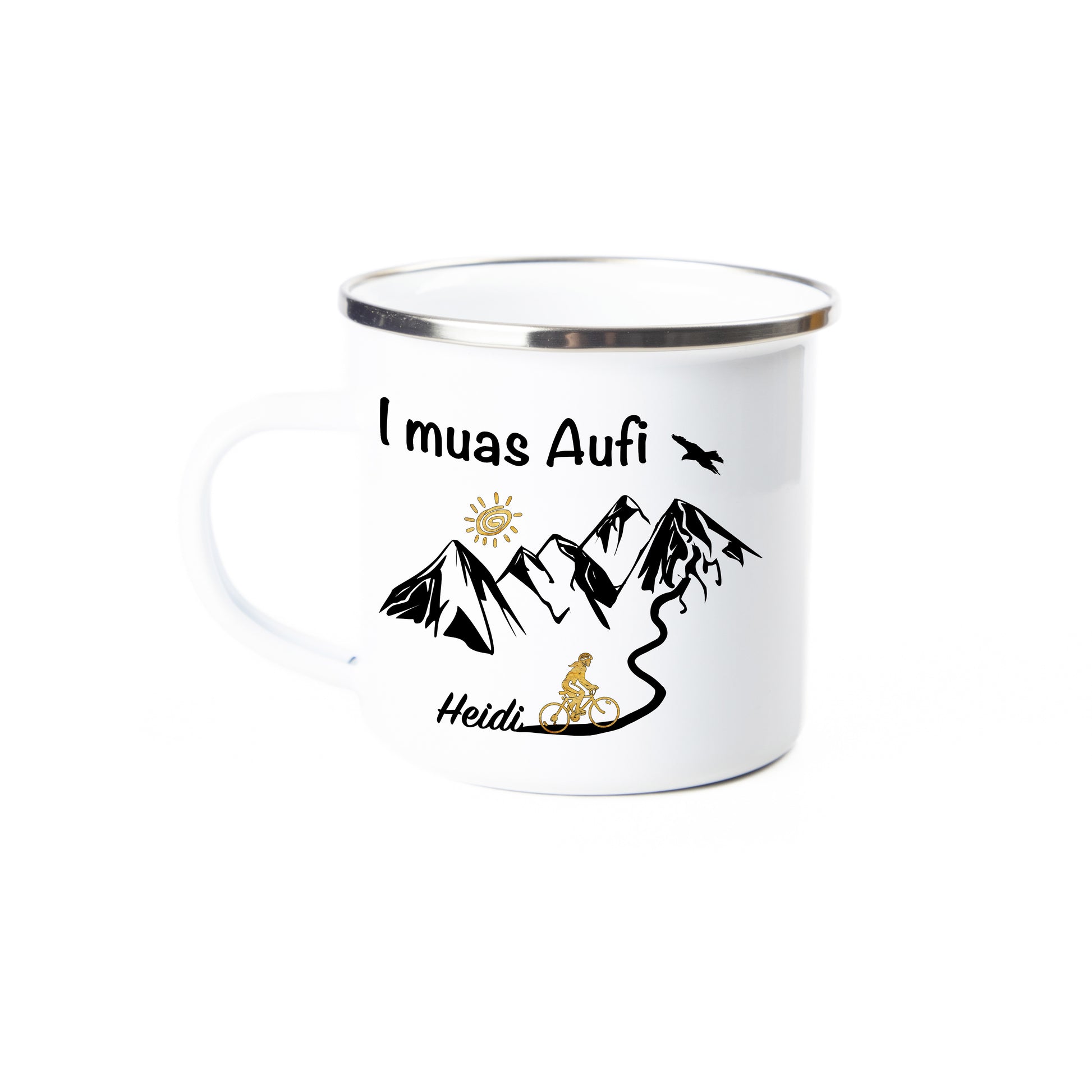 mountainbike tasse Tasse - I muas Aufi - MTB Frau personalisiert