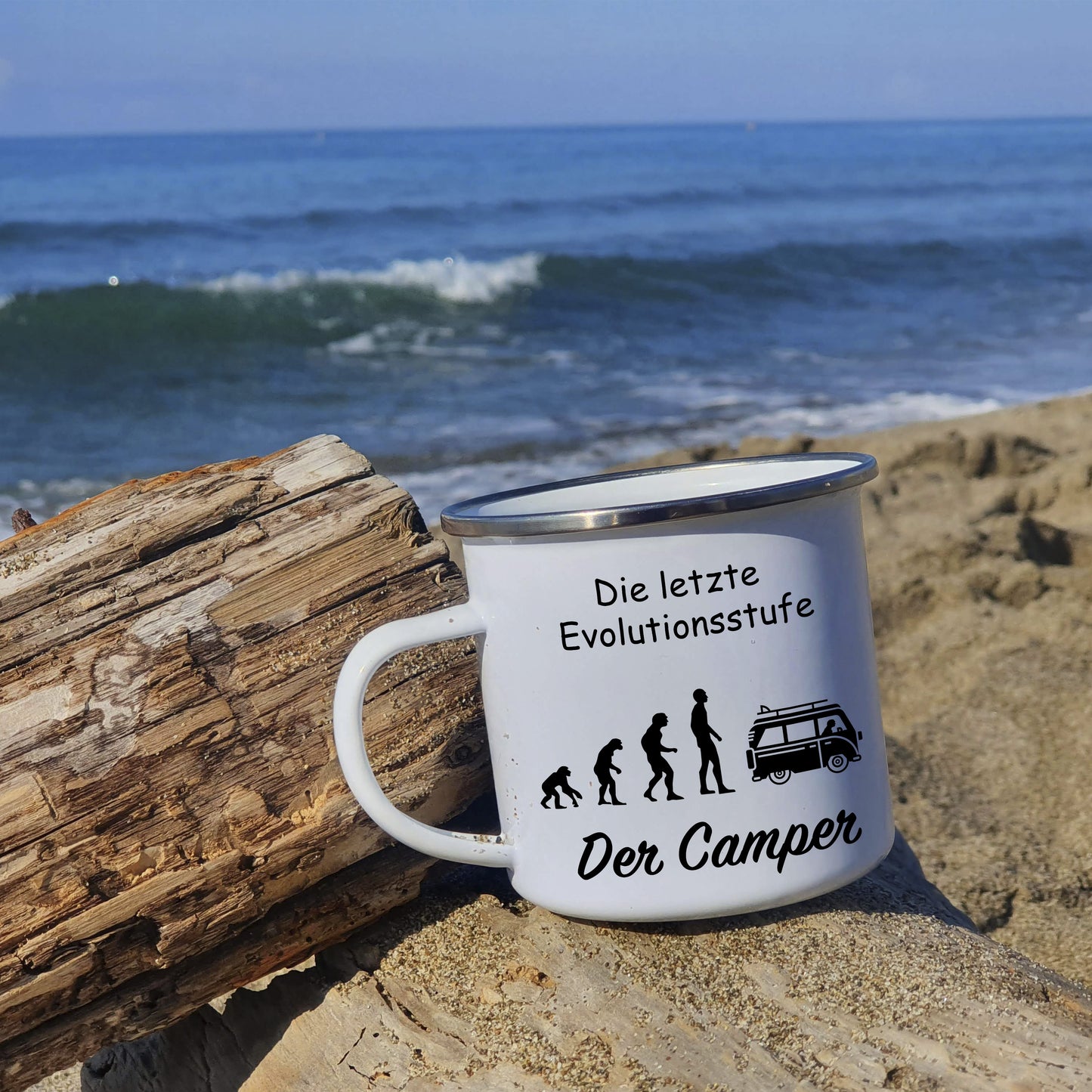 Tasse - Die letzte Evolutionsstufe Der Camper - Emaille (Silber)