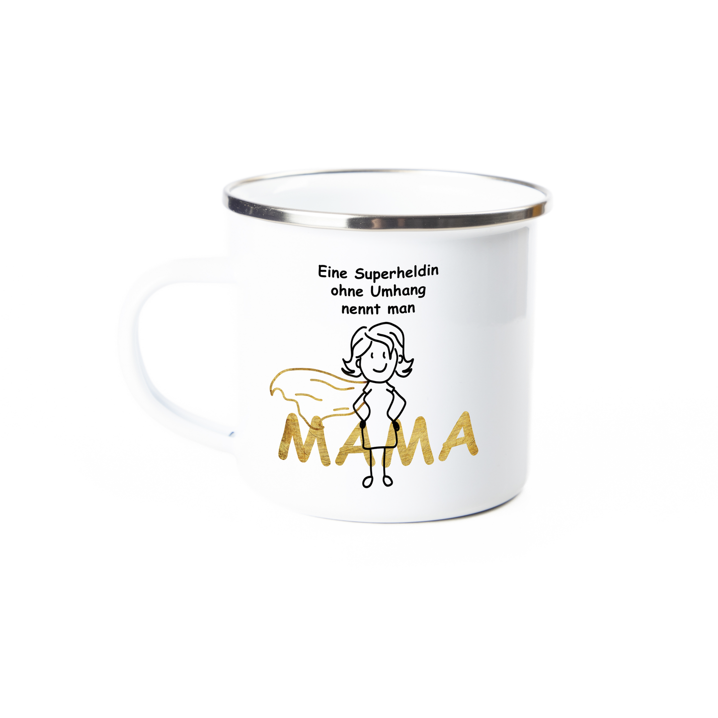 Tasse - Eine Superheldin ohne Umhang nennt man Mama - Emaille (Silber)