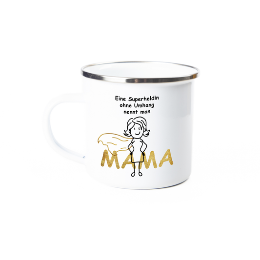 Tasse - Eine Superheldin ohne Umhang nennt man Mama - Emaille (Silber)