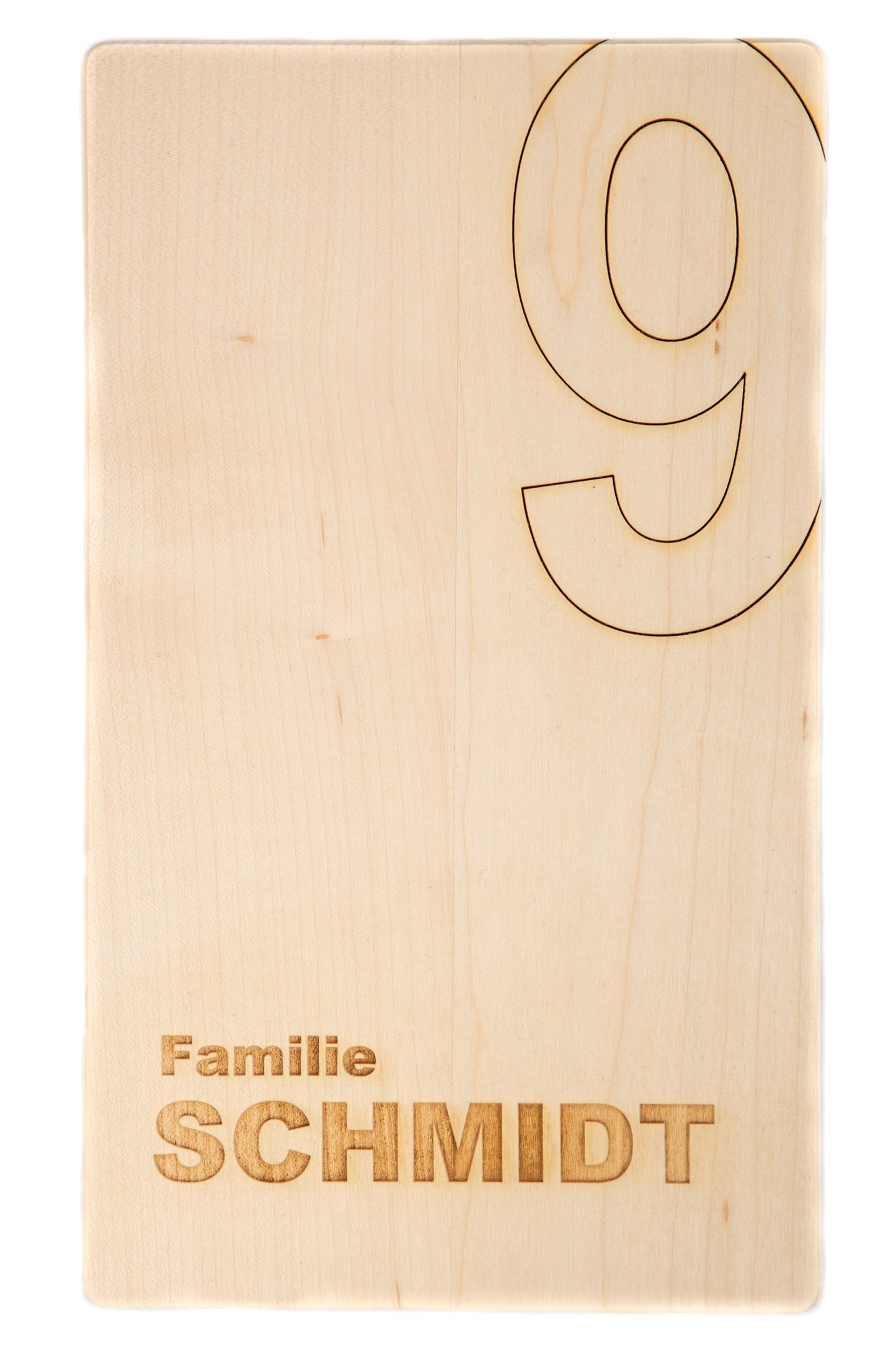 Türschild mit personalisierbarer Gravur - Holz - mit Hausnummer