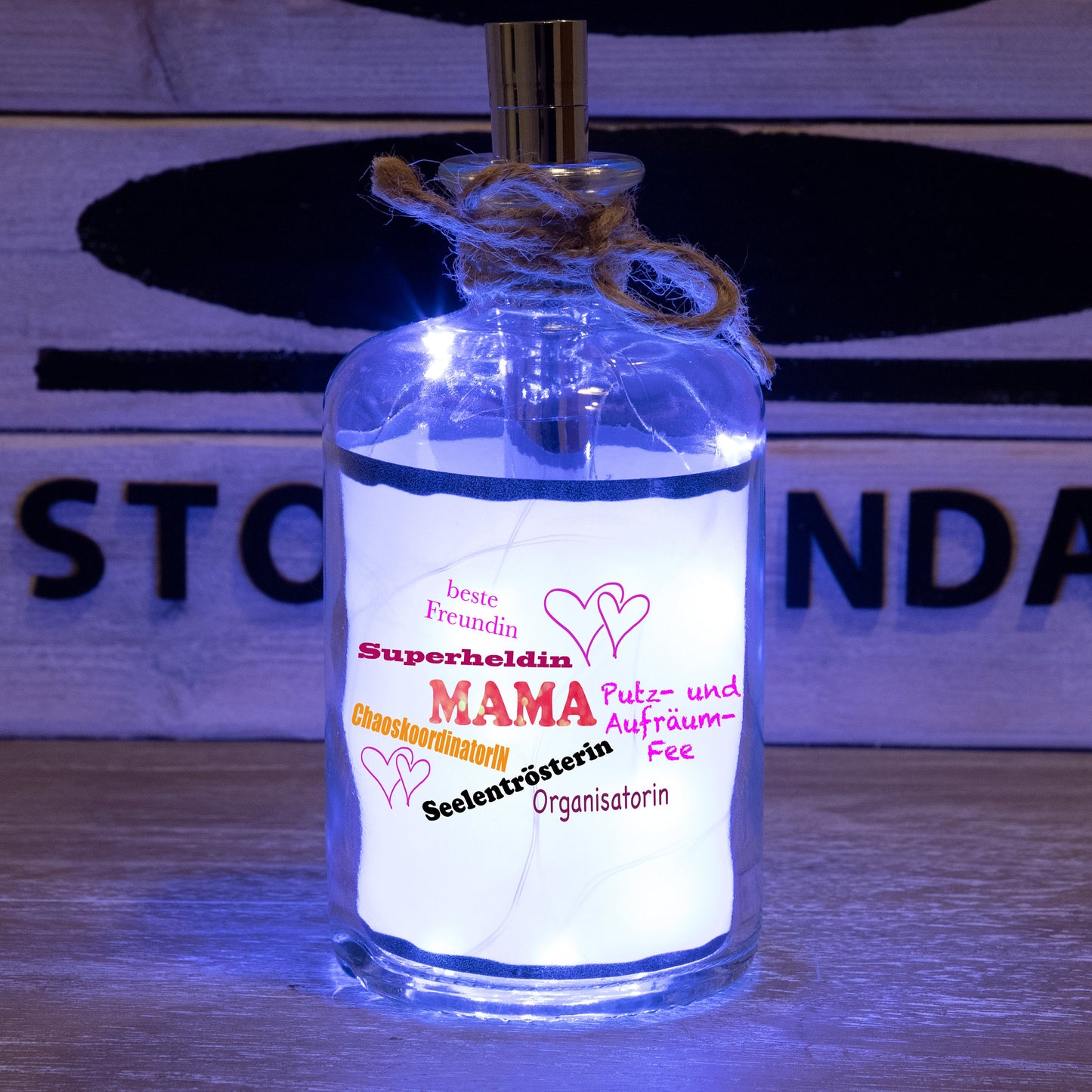 Stoamandal Flaschenlicht - Muttertag - LED Flaschenpost beleuchtet